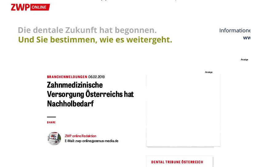 Zahnmedizinische Versorgung in Österreich hat Nachholbedarf